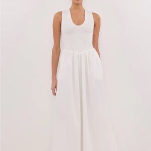 DISSH - FLORENCE WHITE SLEEVELESS COTTON MIDI DRESS